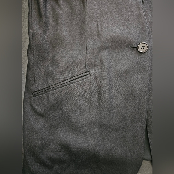 Vintage - Silk Bergdorf Goodman Black Collarless One Button Blazer - Size 14 - Picture 3 of 7